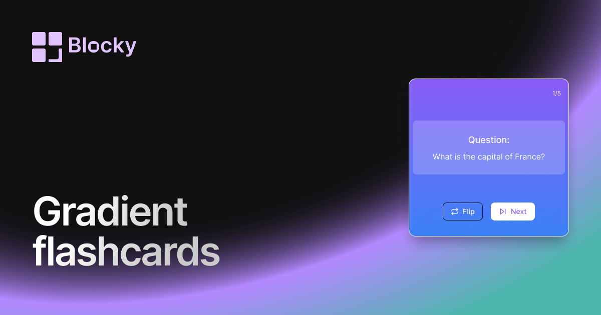 Gradient Flashcards widget preview