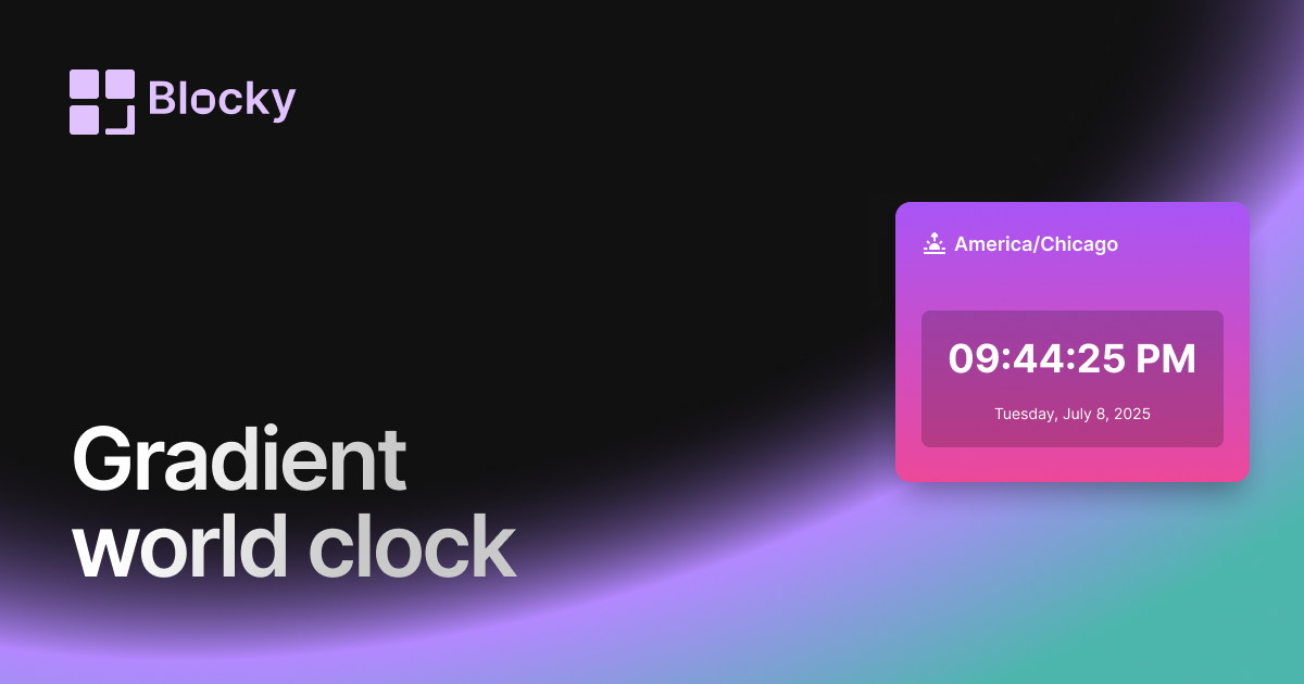 Gradient World Clock widget preview