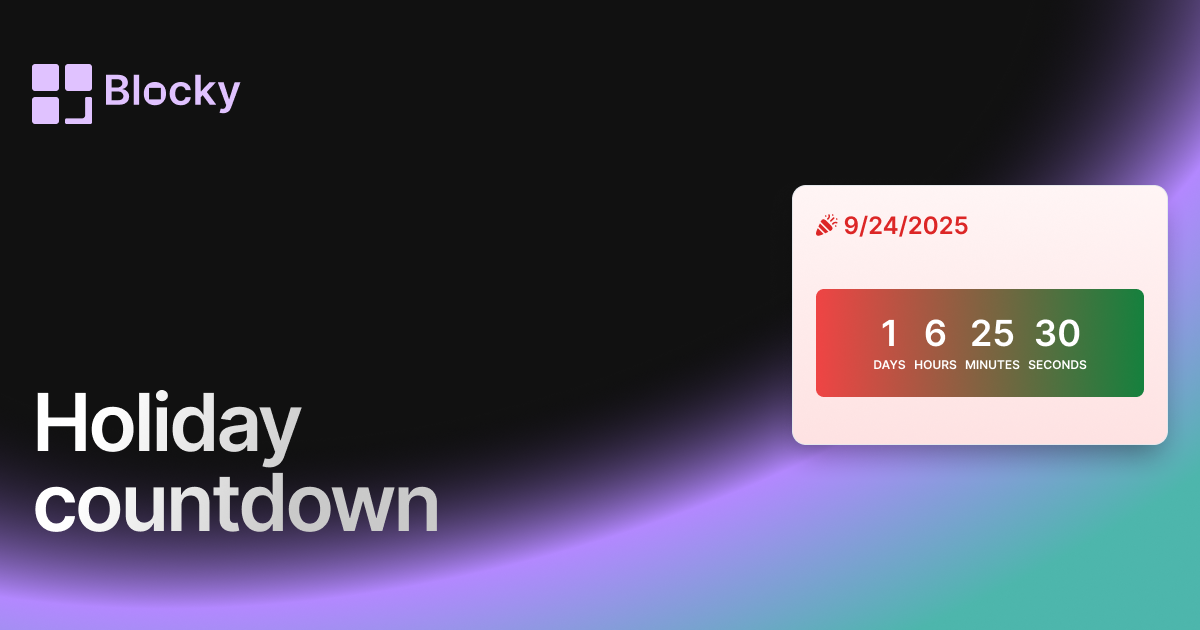 Holiday Countdown widget preview