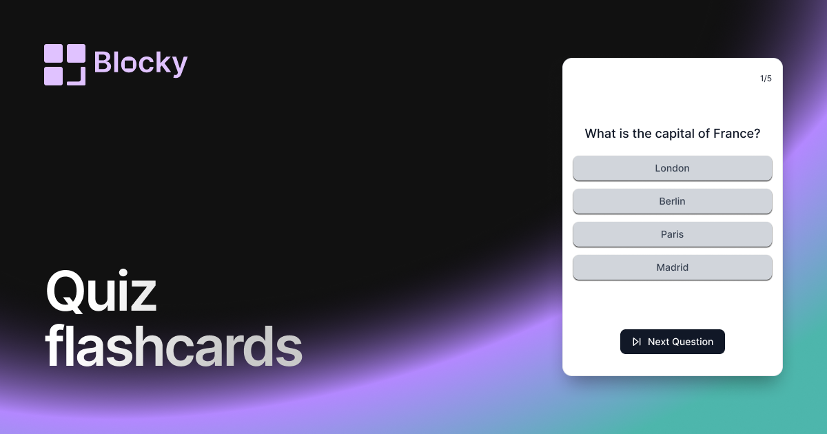 Quiz Flashcards widget preview