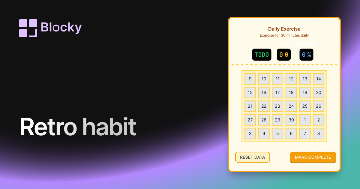 Retro Habit Tracker widget preview