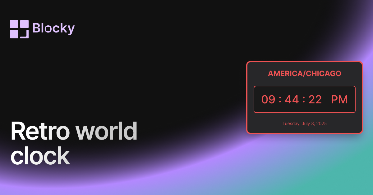 Retro World Clock widget preview